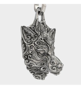 Collier Vintage Homme Tête de Loup Pendentif 0057