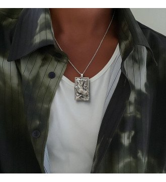 Silver Panther Mens Necklace 0081