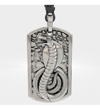 Cobra Kai Collar Colgante Etiqueta de Plata para Hombre 0132