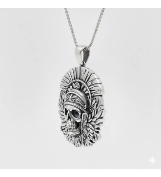 Collier avec pendentif crâne d'Indien d'Amérique 0557