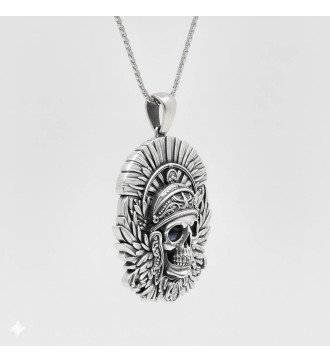 Collier avec pendentif crâne d'Indien d'Amérique 0557