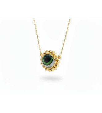 Silver Amulet Eye Necklace with Zircon 0922K