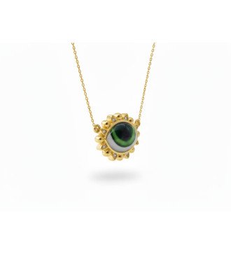 Silver Amulet Eye Necklace with Zircon 0922K