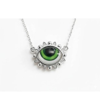 Collier Minimal Oeil Vert en Argent 925 0922L