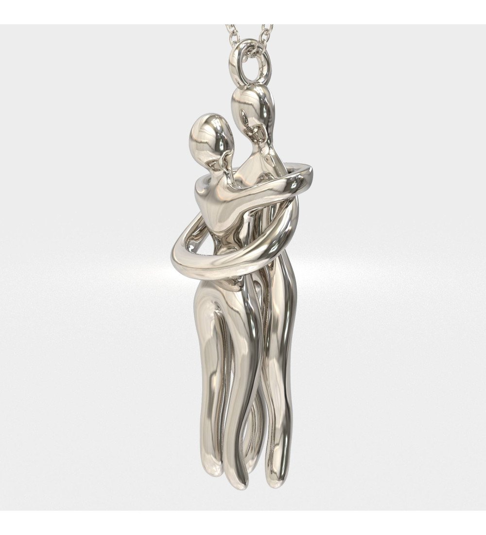 Zilveren Ketting Verliefd Paar - Zilveren Ketting Verliefd Paar Omarmd 0709