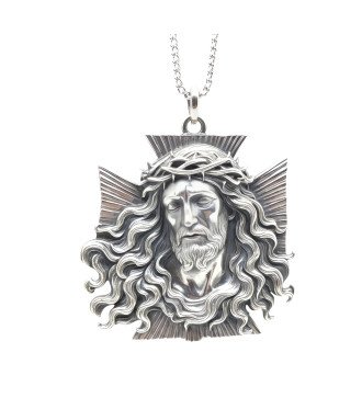 Cruz de Plata Jesús con la Corona de Espinas 0564