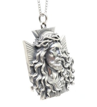 Cruz de Plata Jesús con la Corona de Espinas 0564