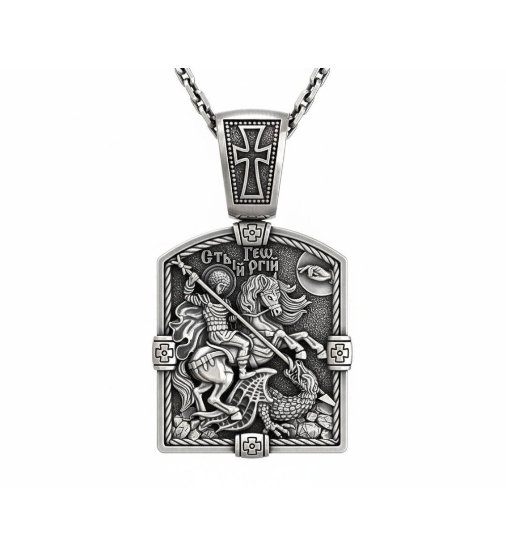 Christliches Silber Amulett Anhänger Sankt Georg 0566