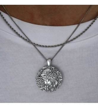 Christliches Silber Männer Amulett Jesus Christus Dornenkrone