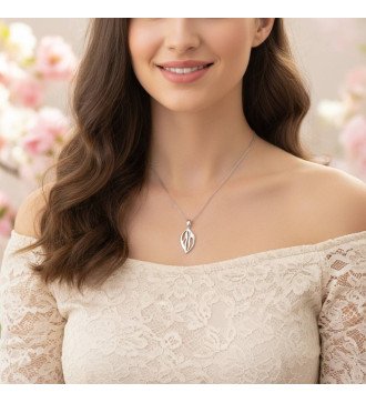 Women's Leaf Necklace 14k White Gold 0498L