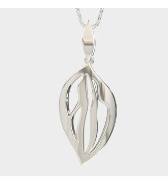 Women's Leaf Necklace 14k White Gold 0498L