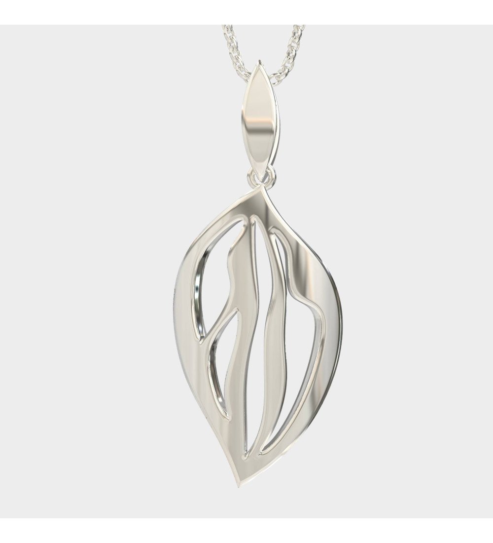 Women's Leaf Necklace 14k White Gold 0498L