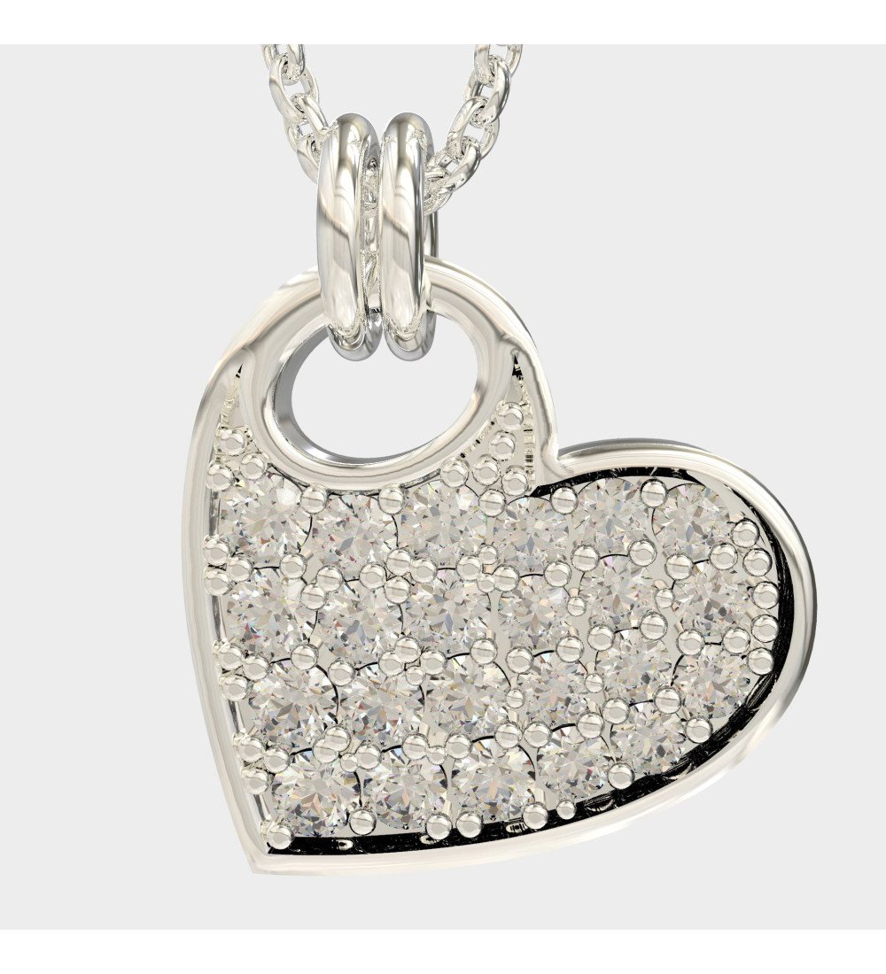 Women's 14K White Gold Heart Necklace with Zircon 0496L