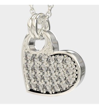 Women's 14K White Gold Heart Necklace with Zircon 0496L