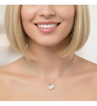 Women's 14K White Gold Heart Necklace with Zircon 0496L