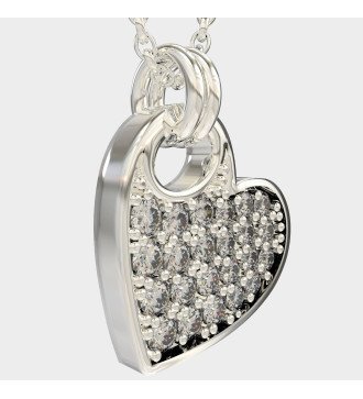 Women's 14K White Gold Heart Necklace with Zircon 0496L