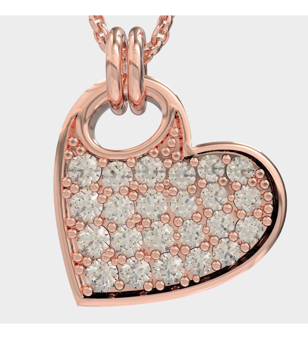 Collar Corazón Pequeño 14K en Oro Rosa 0496R