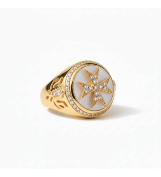 Πολυτελές Γυναικείο Δαχτυλίδι Chevalier με Σταυρό και Ζιργκόν