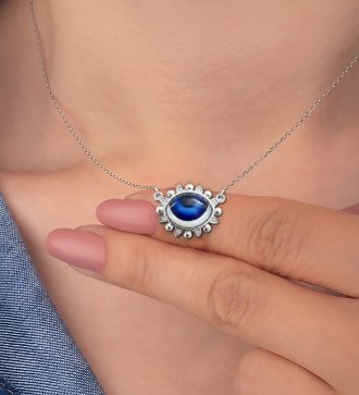 Серебряное колье "Глаз" с цирконом 0923L