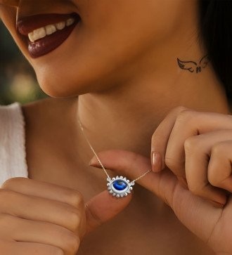 Collier en argent Oeil avec Zircon 0923L