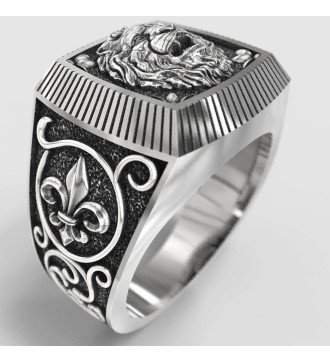 Handmade Lion Sterling Silver Men's Signet Ring 0158