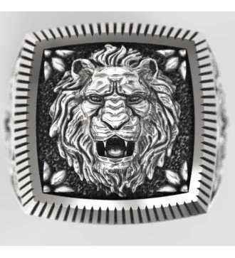 Handmade Lion Sterling Silver Men's Signet Ring 0158