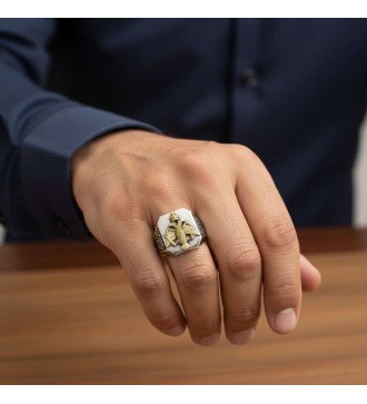 Ανδρικο Δαχτυλιδι Με Βυζαντινο Δικεφαλο Αετο 0099
