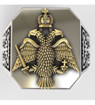 Ανδρικο Δαχτυλιδι Με Βυζαντινο Δικεφαλο Αετο 0099