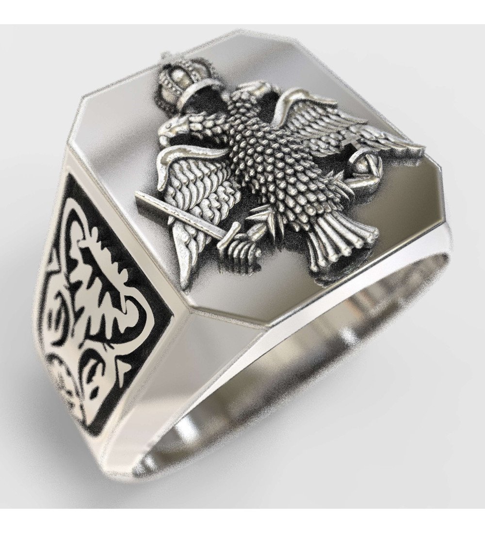 Bague de l'aigle bicéphale chevalière byzantine d'éminence