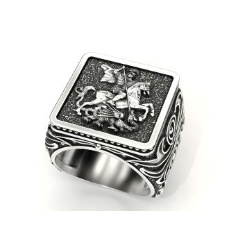 Bagues chevalières religieuses pour hommes Bague St Georges 0094