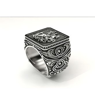 Bagues chevalières religieuses pour hommes Bague St Georges 0094