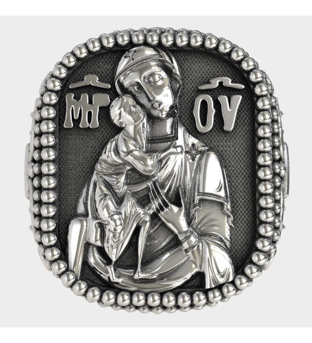 Βυζαντινό Ανδρικό Δαχτυλίδι Σφραγίδα Παναγία και Ιησούς 0205