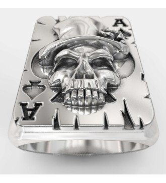 Premium Totenkopf Pik-As Poker Ring 0263
