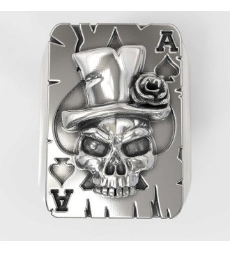 Premium Totenkopf Pik-As Poker Ring 0263