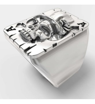Premium Totenkopf Pik-As Poker Ring 0263