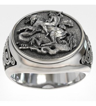 Ασημένιο δαχτυλίδι Άγιος Γεώργιος 0249