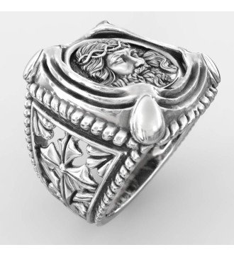Silber Signet Jesus Ring für Männer 0659