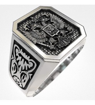 Ασημενιο Σφραγίδα Δαχτυλίδι Οικόσημο Βυζαντινό 0199