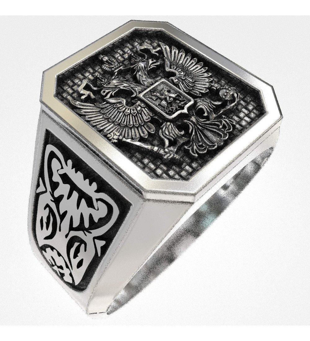 Sceau de l'aigle bicéphale Argent 925 Byzantine Chevalier