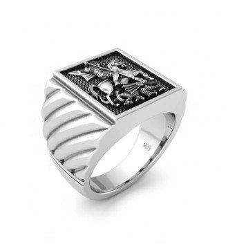 Χειροποιητο Ανδρικό Δαχτυλίδι Σφραγίδα Άγιος Γεώργιος 0201