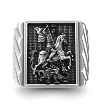 Χειροποιητο Ανδρικό Δαχτυλίδι Σφραγίδα Άγιος Γεώργιος 0201