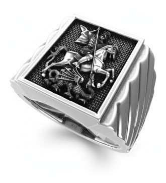 Handgefertigter Sankt-Georgs-Siegelring für Männer 0201