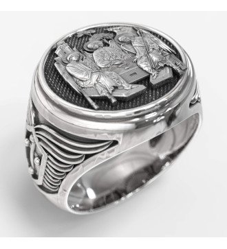 Ασημενιο Ανδρικο Δαχτυλιδι Η Συναξις Των Αρχαγγελων 0202