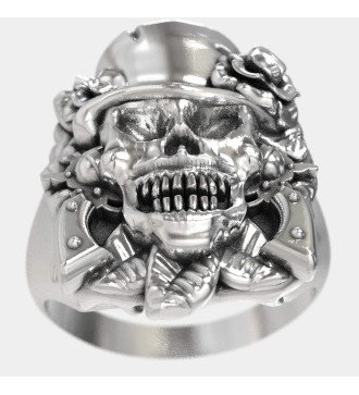 Bague de motard avec tête de mort 0257