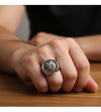 Religious Silver Signet Ring Jesus Christ 0496