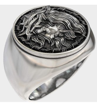 Religious Silver Signet Ring Jesus Christ 0496