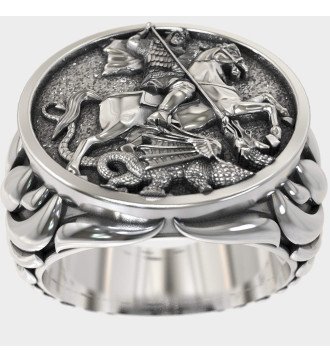 Sterling Silber Orthodoxer Ring St. Georg der Drachentöter 0587