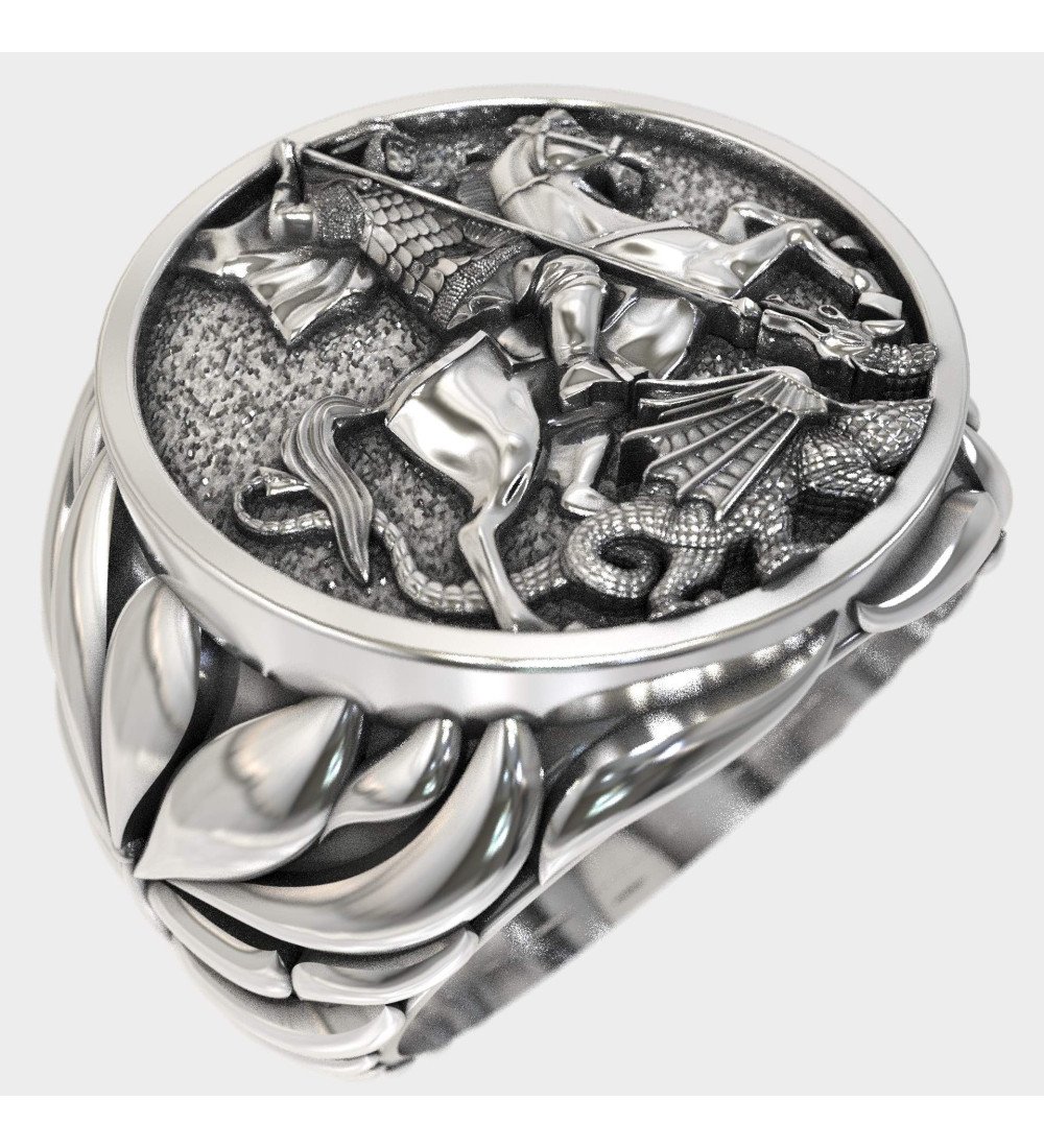 Anneau orthodoxe en argent sterling St. George the Dragonslayer