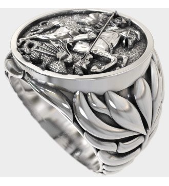 Sterling Silber Orthodoxer Ring St. Georg der Drachentöter 0587