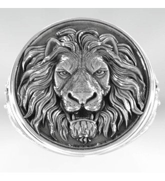 Серебряное мужское кольцо с печаткой Man Wild Lion 0571